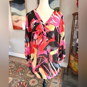 Sunny Leigh Multicolor Abstract Sheer Top